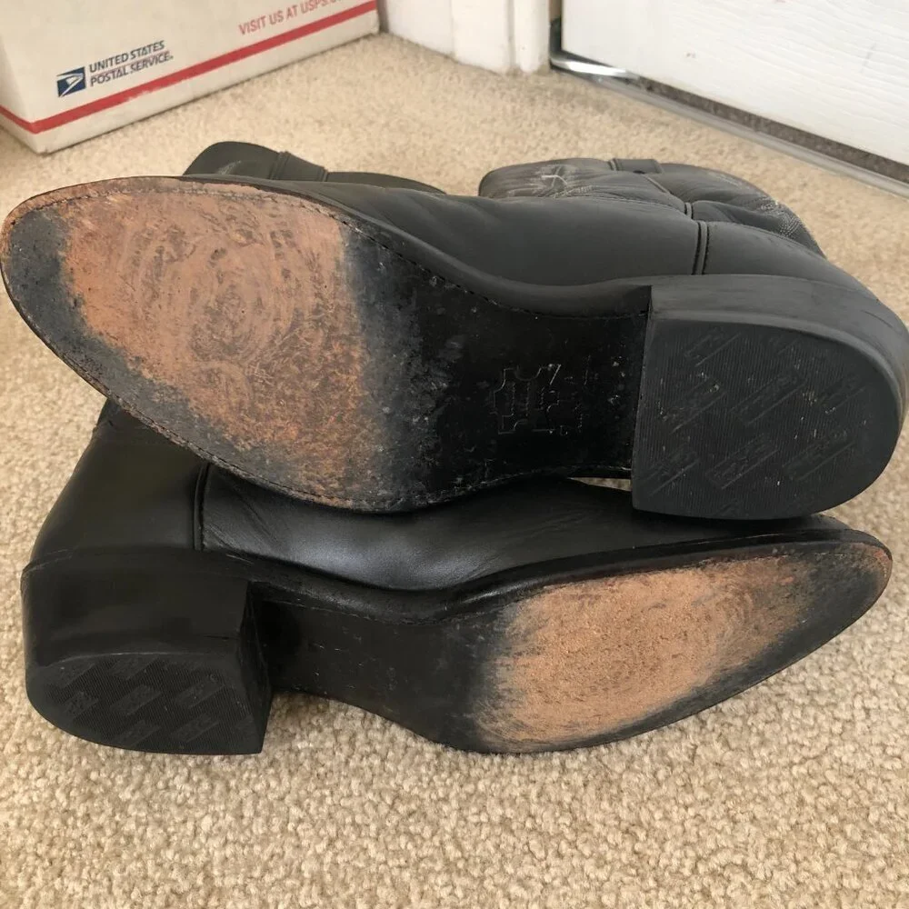 Tony Lama Black Cowboy Boots - Picture 6 of 11